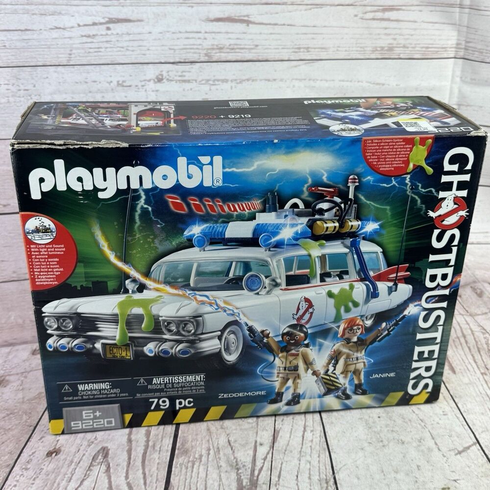 Playmobil Ghostbusters Ecto-1 9220 Stay Puft Slimer Figures Large Complete Lot
